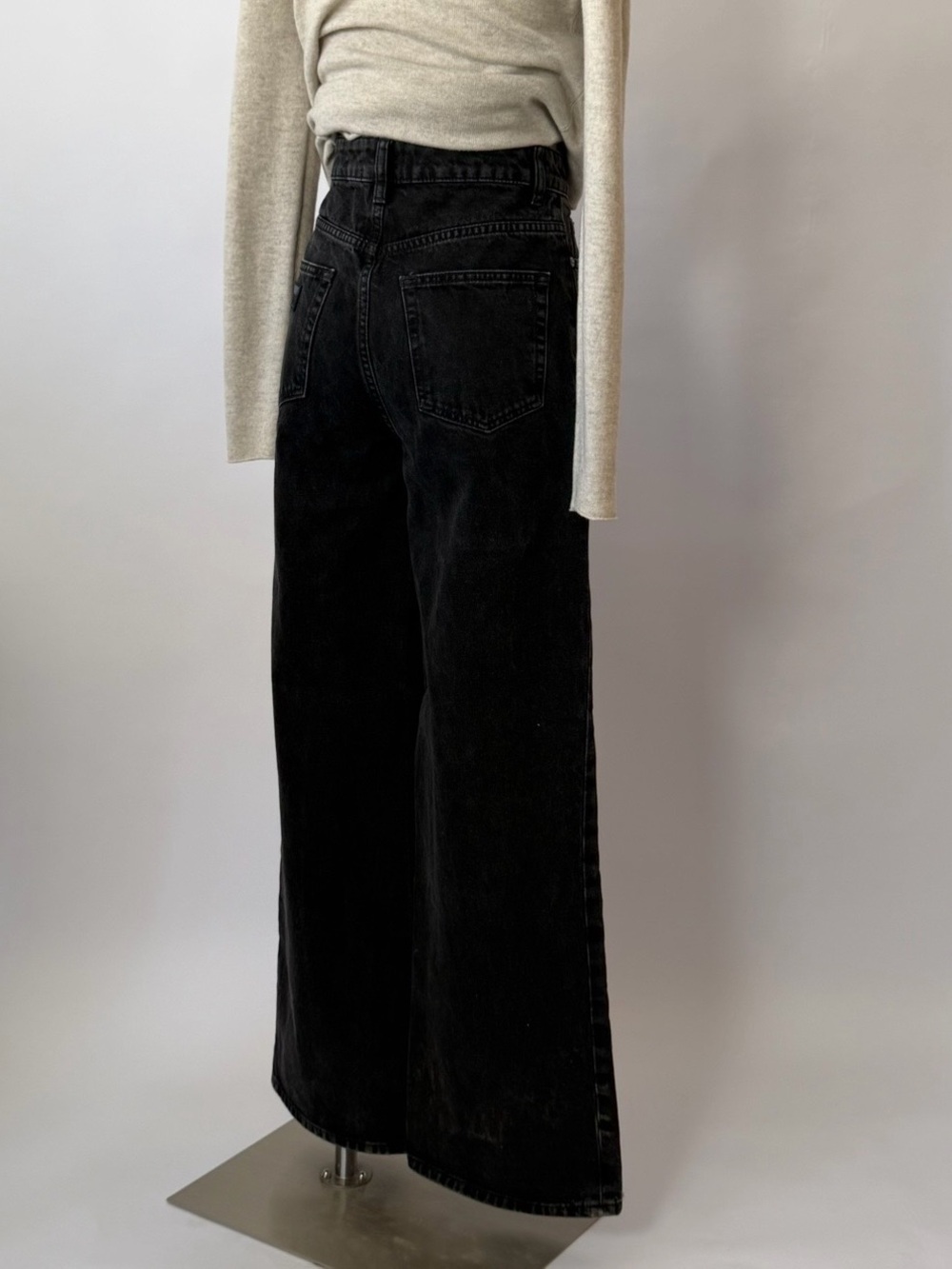 GANNI Magny Wide Leg Jeans in Washed Black High Waisted. - Picture 7 of 12